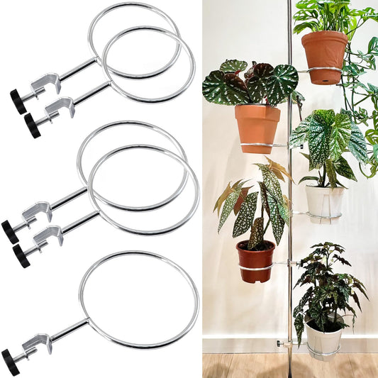 Adjustable Plant Shelf for Plant Stands - 5 Pack Flower Stand for Lamp Post, Plant Stands, Balcony Rail, Metal Plant Stand Indoor Outdoor Fits Poles Under 2cm in Diameter (Plant Holder 9/11/12cm)
