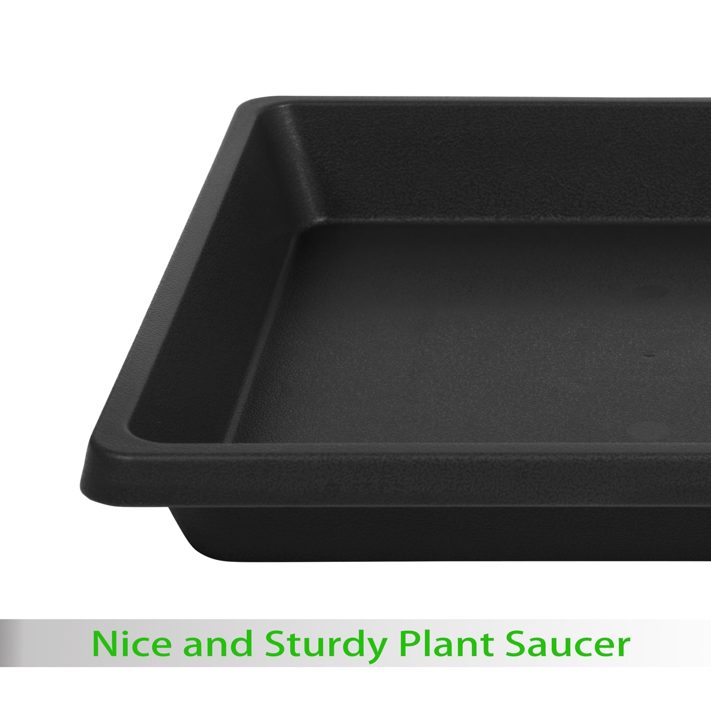 Feyvdzv 12 Inch 2 Pack Plant Saucer Square, Plant Saucers for Indoors and Outdoors, Flower Pot Saucers, Saucers for Potted Plants, Plant Water Catcher Trays for Pots (12"-Black)