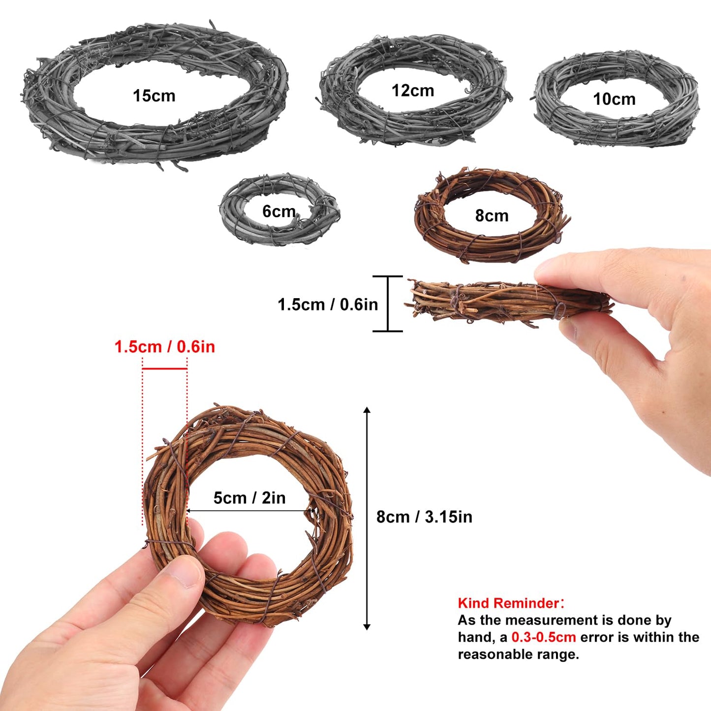 KUKLIPJIM 40 Pieces 3.15 Inch Natural Grapevine Wreath, Small Grapevine Wreaths, Vine Branch Wreath, for Christmas, Weddings, DIY Crafts, Parties and Festive Holiday Ornaments