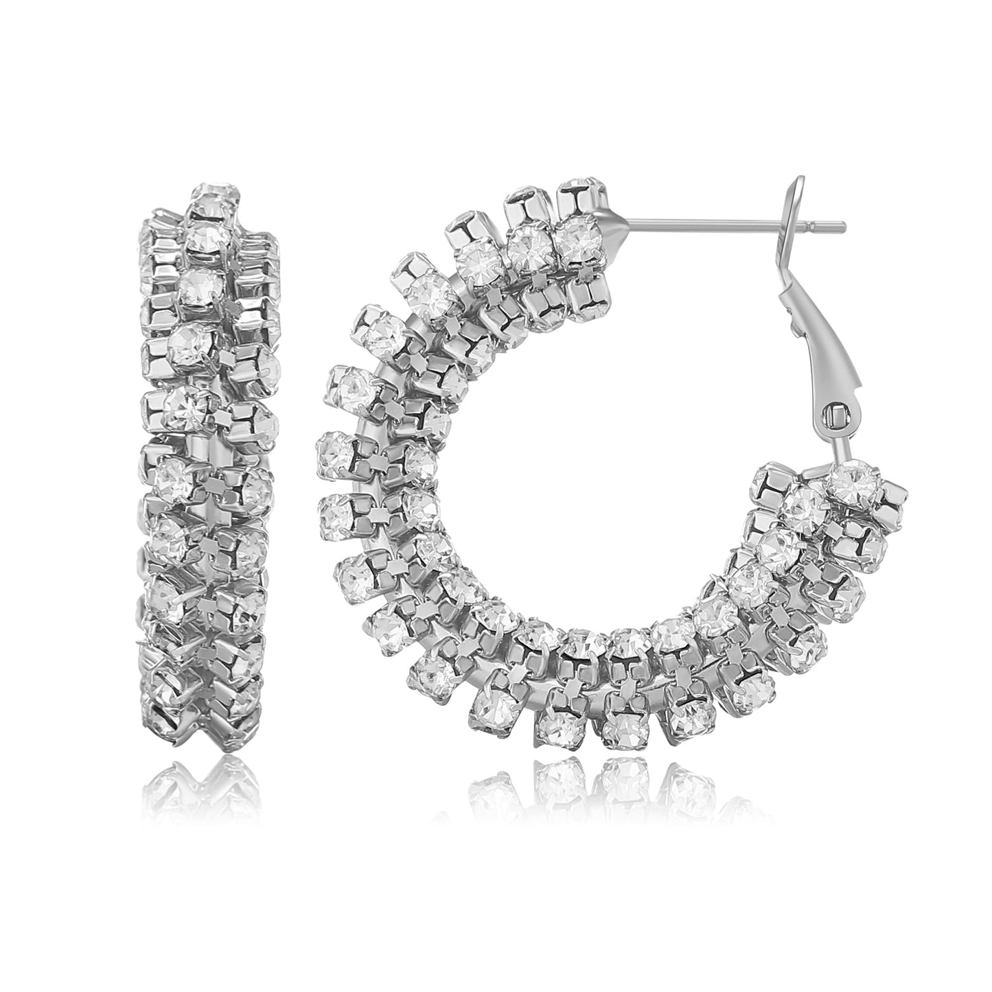 SayovatBek 14K Gold Plated 25–35mm Lightweight Hoop Earrings for Women, Cubic Zirconia, 925 Sterling Silver Post, Hypoallergenic Jewelry