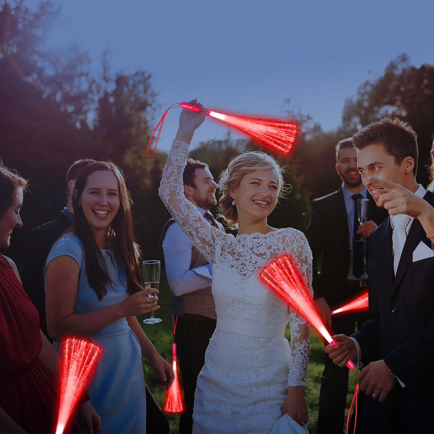 YOFOBU 60 Pack Red Fiber Optic Wands Glow Fiber Wands Bulk LED Light Up Wands with 3 Flashing Modes LED Flashing Sticks for July 4th Halloween Christmas Valentine's Day Wedding Birthday