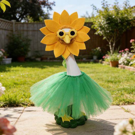 20" Porch Goose Statue with Sunflower Sunglasses Outfit – Large Resin Garden Duck Sculpture – Weatherproof Outdoor Yard Art & Indoor Decor – Whimsical Housewarming Gift for Women, Mom & Garden Lovers