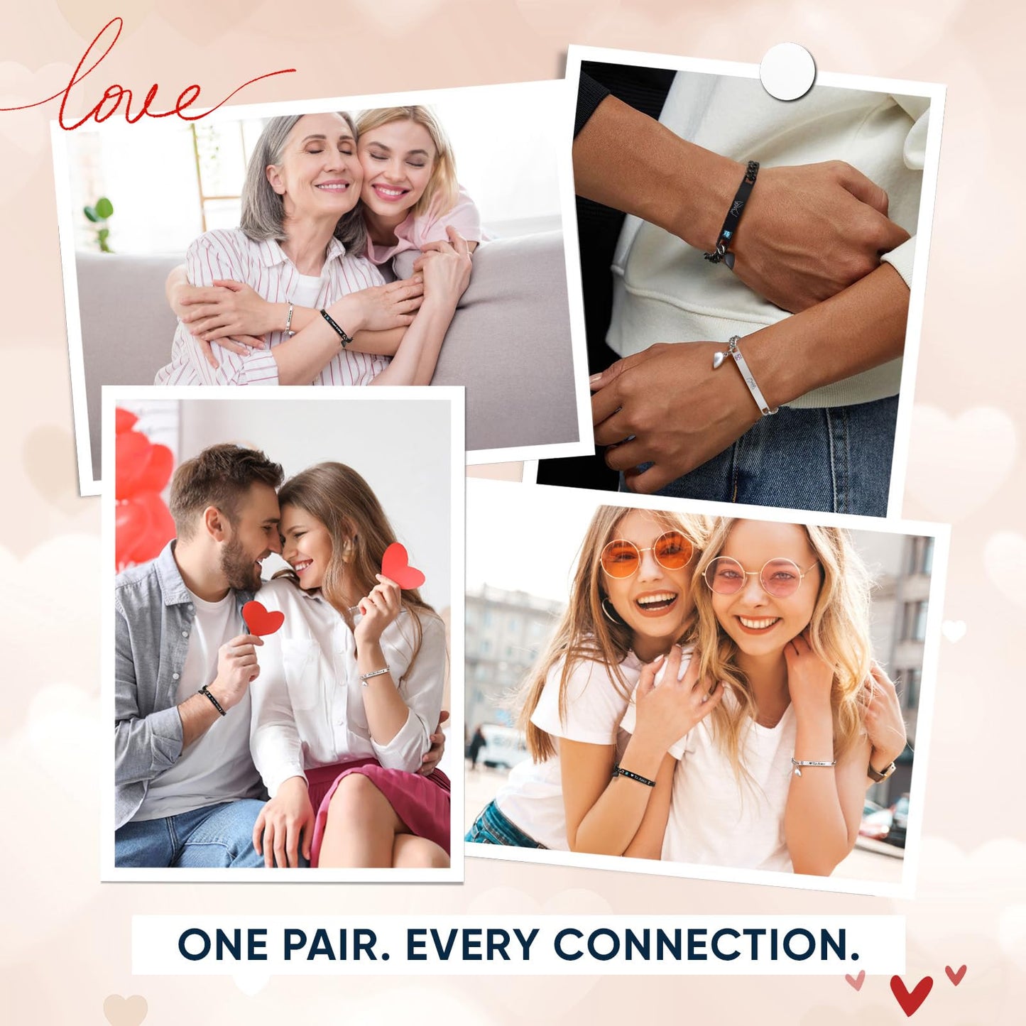 Pinky Promise Couple Bracelets for Men Women : His Hers Stainless Steel Cuban Link Chain Matching Bracelets Set for Boyfriend Girlfriend Husband Wife, Romantic Gifts for Valentines Anniversary