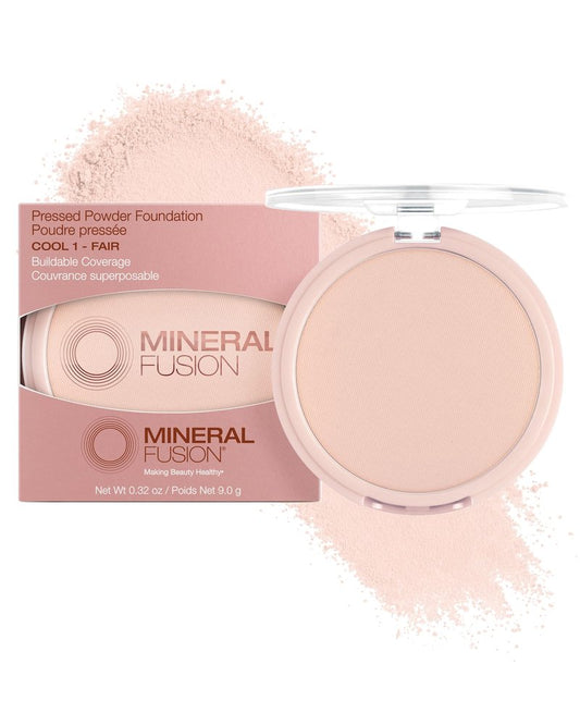 Mineral Fusion Pressed Powder Foundation - Matte Finish Face Powder for Med/Tan Skin with Yellow Undertones - Age Defying Natural Makeup - Talc Free, Vegan, Hypoallergenic (Warm 3)