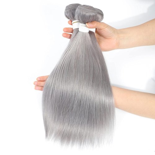Condescension Brazilian Human Hair Bundles Sliver Grey 16 18 20 Inch Kinky Yaki Wave 3 Bundles Human Hair 100% Unprocessed Remy Brazilian Virgin Weave Hair Grey for Women