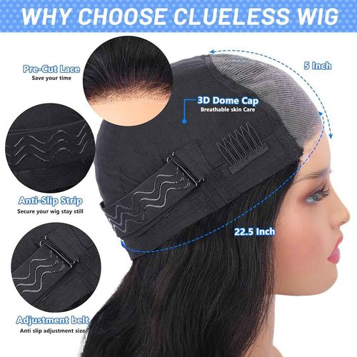 ZIYGBK Wear and Go Glueless Wigs Human Hair Pre Plucked Pre Cut 5x5 HD Lace Closure Wigs Human Hair Straight with Baby Hair Straight Human Hair Wig for Beginners Natural Black 200% Density 30 Inch