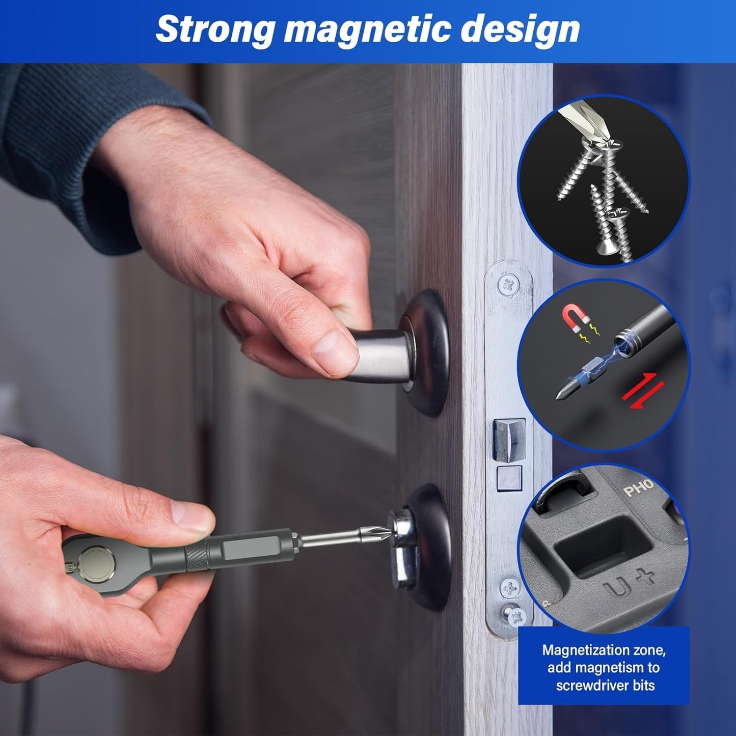 MINYUGUT 42 in 1 Magnetic Screwdriver Set, Ratchet Screwdriver Set with Detachable T-Handle, Multi Bit Magnetic Drive Set, Portable Compact Repair Tool Kit for Furniture Computer Bicycle
