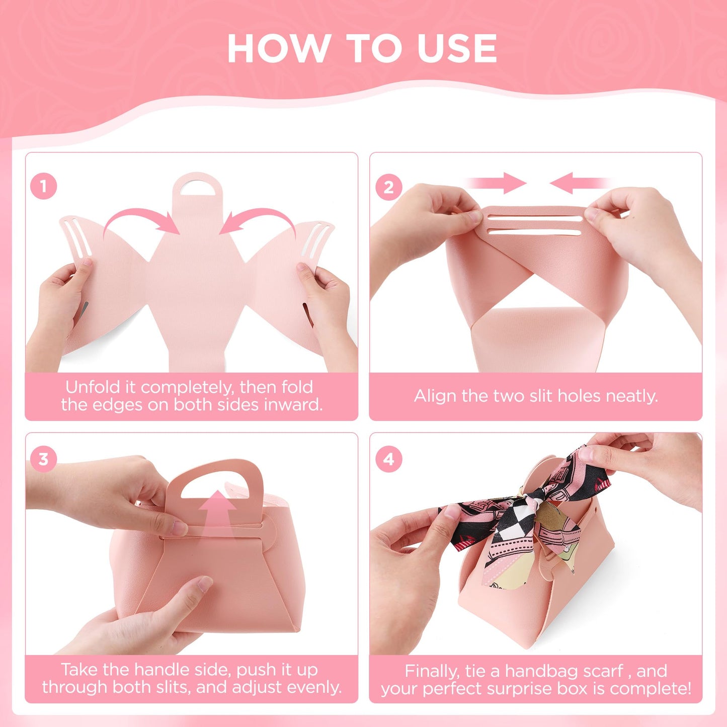 Vane Oak Money Pull Box for Cash, Surprise Money Boxes with Ribbon Leather Mini Bags with 30 Pcs Transparent Bags for Birthday Party Christmas (Pink)