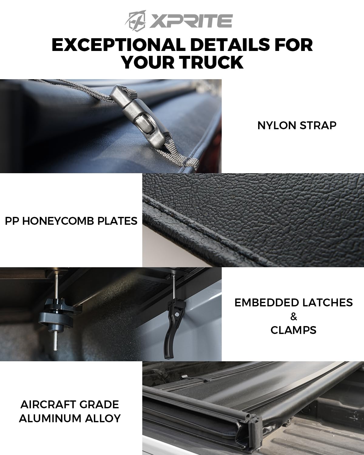 Xprite FRP Soft Folding Truck Bed Tonneau Cover Compatible with Chevrolet Colorado/GMC Canyon 2015 2016 2017 2018 2019 2020 2021 2022 2023 2024 2025 2026 Chevy Colorado Bed Cover 5.2FT (62")