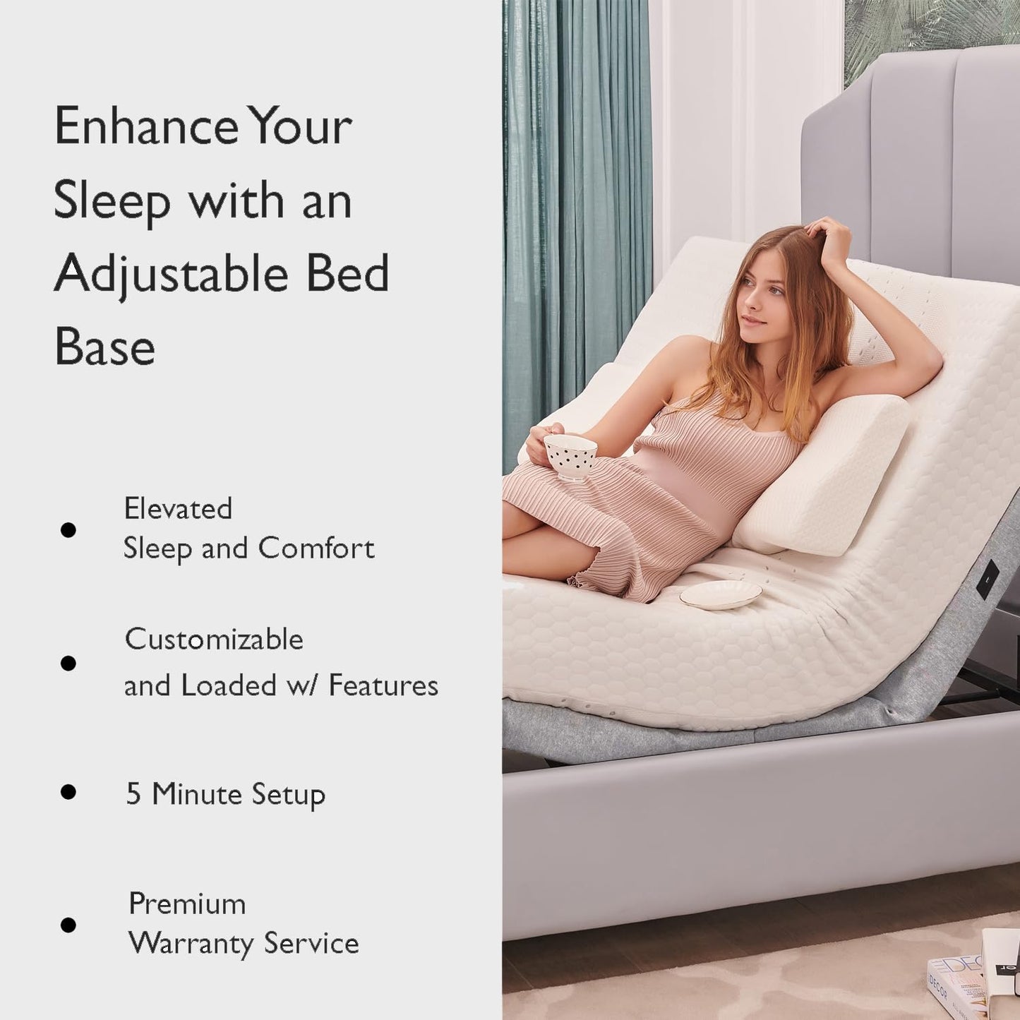Irvine Home Collection Twin XL Adjustable Bed Base - Dual Massage - USB Ports - Zero Gravity - Underbed Light - Wireless Remote - Zero Clearance - Anti Snore - Memory Positions