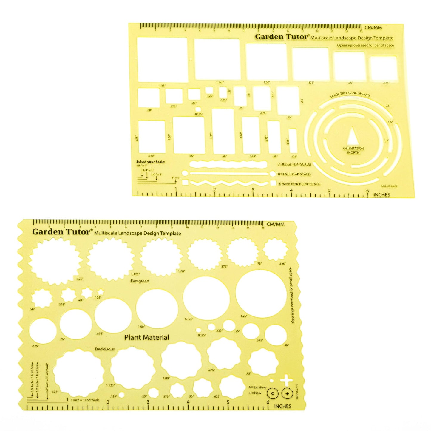 Garden Tutor Multiscale Garden & Landscape Design Kit – 2 Translucent Yellow Design Stencils, 12-Inch Flexible Curve Ruler, 40-Sheet Multi-Scale Graph Paper & Garden Design Guide