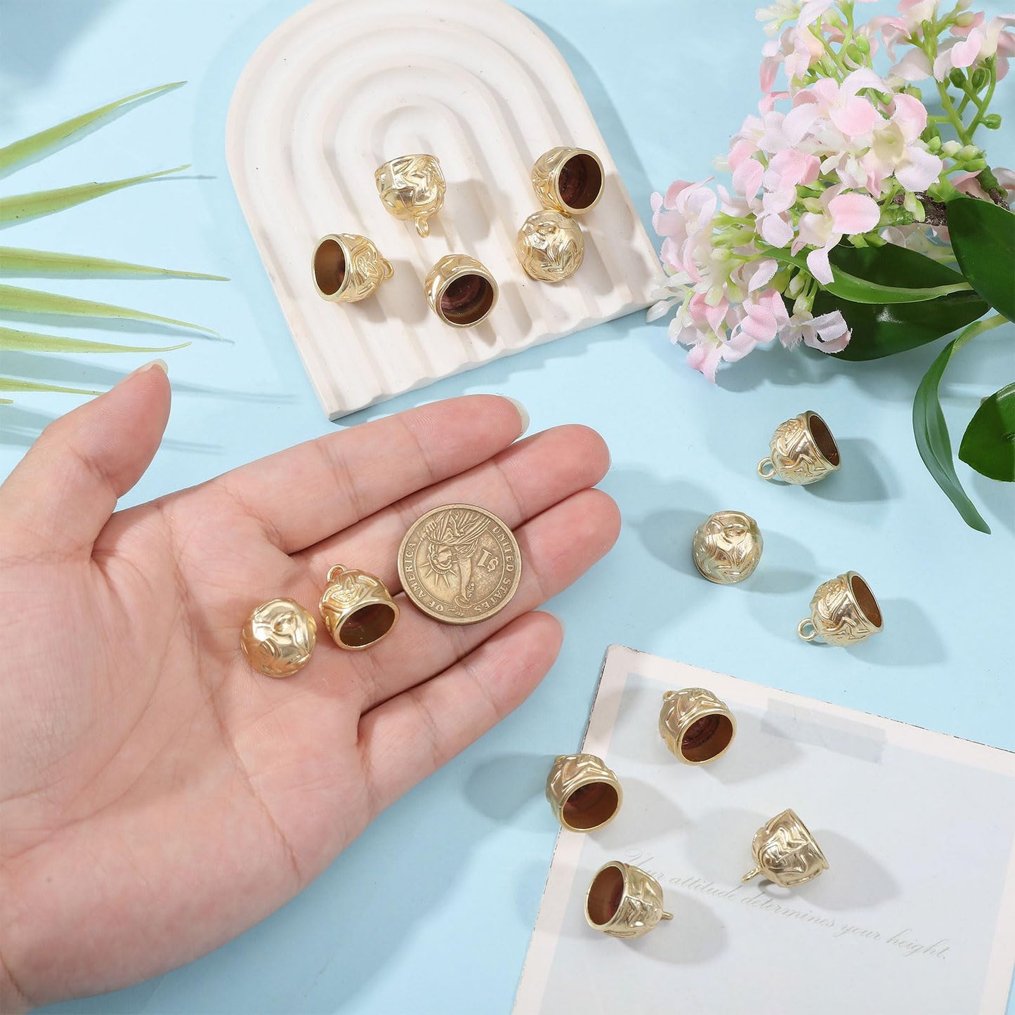 CHGCRAFT 16 Pcs Metal Cord Ends Caps Tibetan Style Alloy Cord Ends for Jewelry Makings DIY Crafts Gold