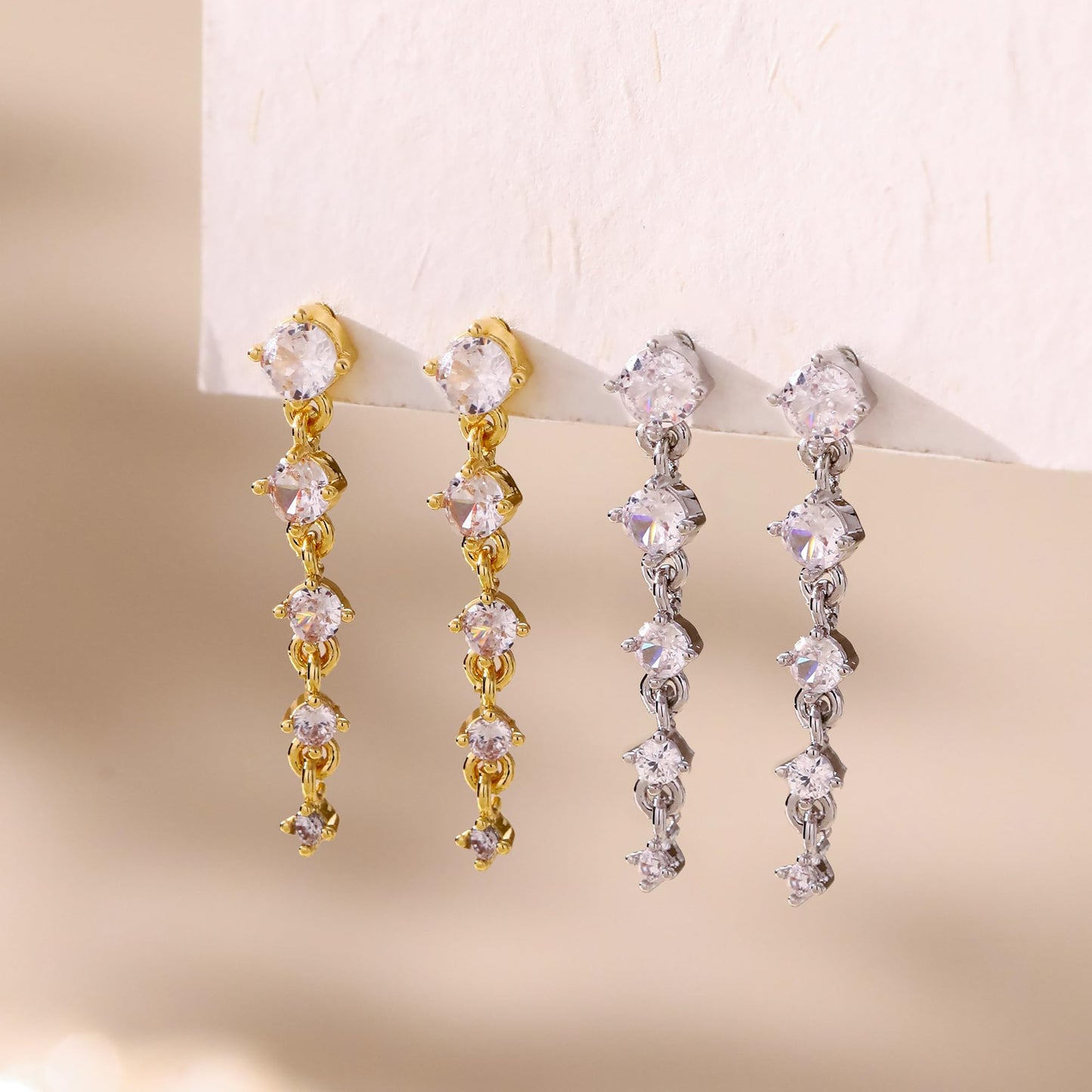 Solistra Gold Dangle Earrings for Women Trendy Diamond Drop Earring Hypoallergenic Earrings for Women Wedding Jewelry Valentines Day Gifts for Her