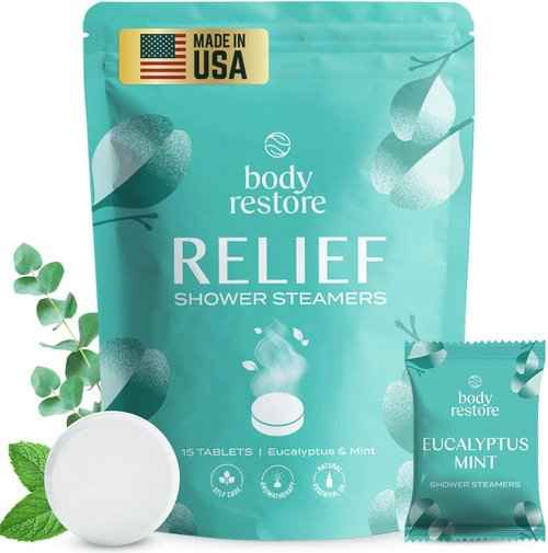 Body Restore Shower Steamers Aromatherapy (15 Packs x 3) - Gifts for Mom, Gifts for Women & Men, Shower Bath Bombs, Eucalyptus, Citrus Grove, Lavender Essential Oils, Stress Relief