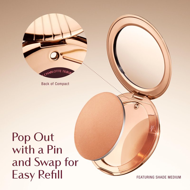 Charlotte Tilbury Airbrush Matte Bronzer - Smoothing & Blurring Powder Bronzer with an Airbrush Finish - Refillable Makeup Infused with Silky Mica & Hyaluronic Acid - 1 Fair