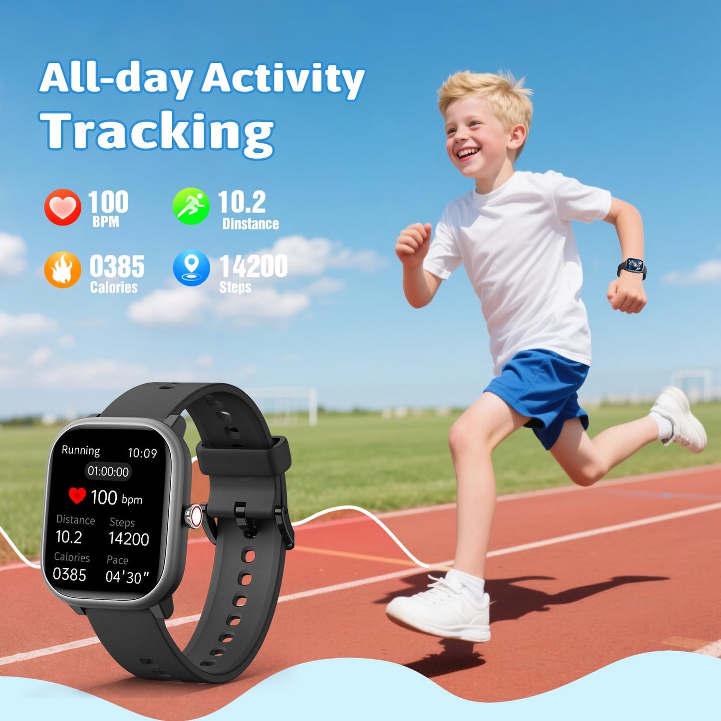 Fikami Smart Watch for Kids Girls Boys No APP/Phone Needed, 1.83" IP68 Waterproof Sport Watch Pedometer, Heart Rate, Sleep Monitor, Step Counter, 12 Puzzle Games for Girls Boys Teens 6-16