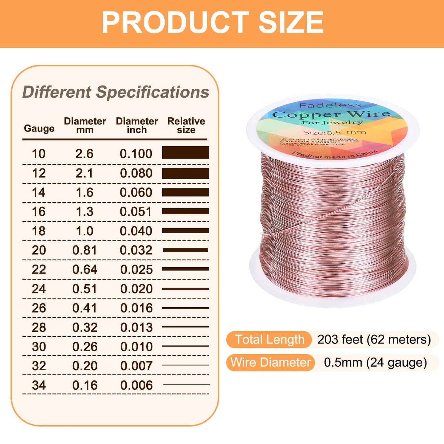HARFINGTON Wire 203ft Length 24 Gauge Copper Craft Jewelry Wrapping Wire Tarnish Resistant Beading for Jewelry Making Supplies Crafting, Pink