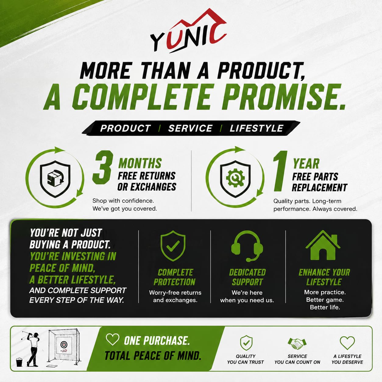 YUNIC Golf Driving Cage with Steel Frame, Golf Nets for Backyard Driving for Full Swing and Chipping Practice Indoor Outdoor (Black, 8'(W) x8'(H) x5'(D))