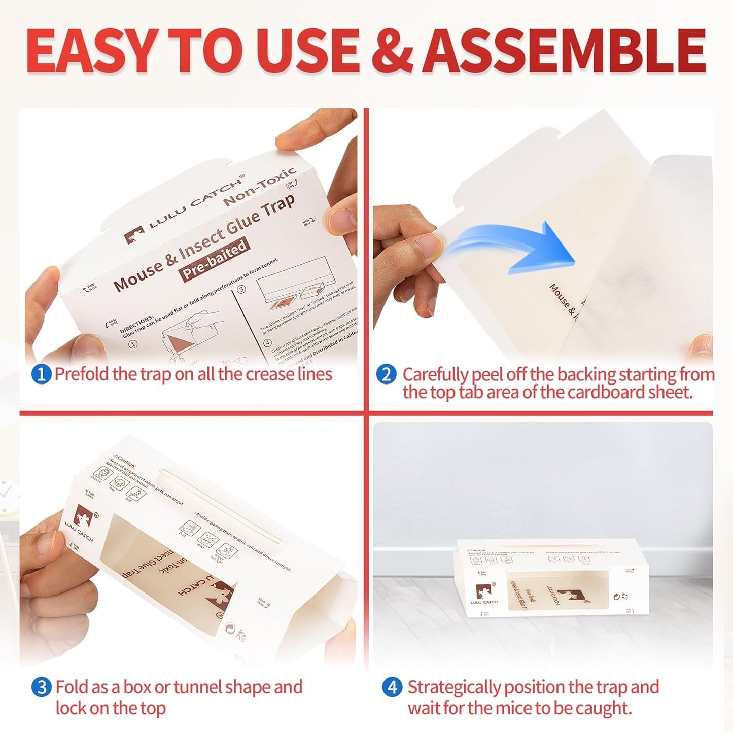 LULUCATCH Mouse Traps, 36Pack Pre-Baited Sticky Mouse Traps Indoor for Home, Non-Toxic Bulk Sticky Pads, Glue Traps for Rats, Bugs, Spider, Mice, Cockroach, Pet Safe, Easy to Use