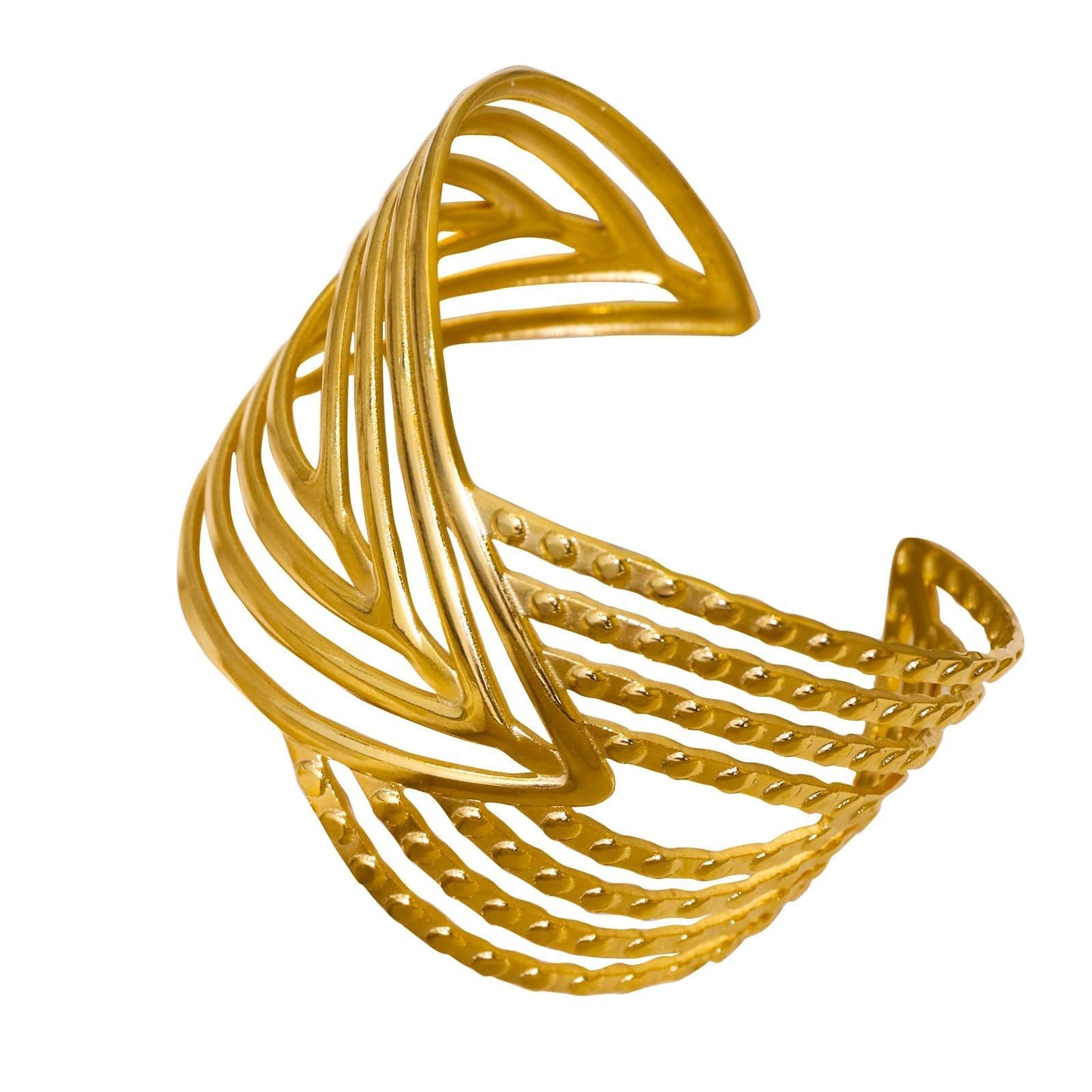 TaYolnFaSo Women's Cuff Bracelet Open Bangle 18k Gold Plated Adjustable Hollow Cuff Bracelet Jewelry Mother's Day Birthday Gift for Mother Wife