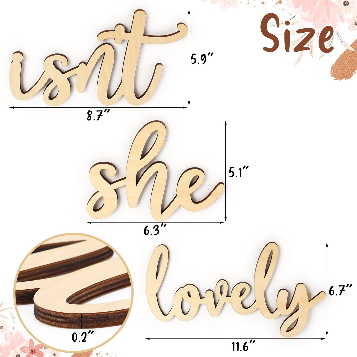 Huray Rayho Isn’t She Lovely Wood Sign Boho Girls Bedroom Kids Room Wooden Wall Art Shelf Decor Decoration for Hanging & Display