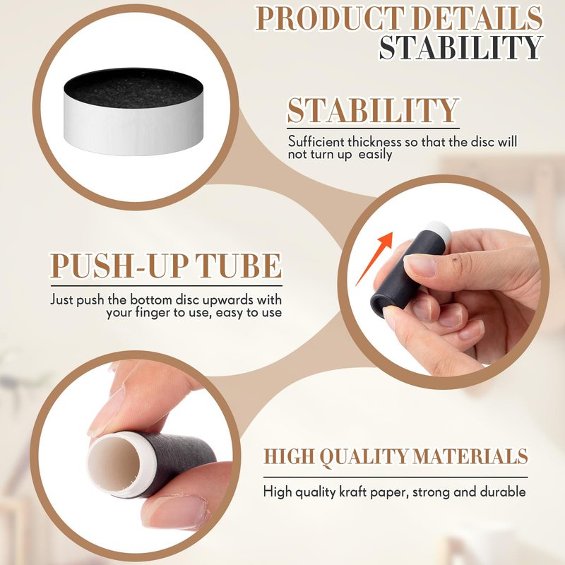 Fuyoooo 50 Pcs 5g Paperboard Lip Balm Tubes Empty Cardboard Lipstick Tubes Deodorant Sticks Empty Refillable Gloss Perfume Container for DIY for Lipstick, Gloss, Deodorant, Solid Perfume, Black