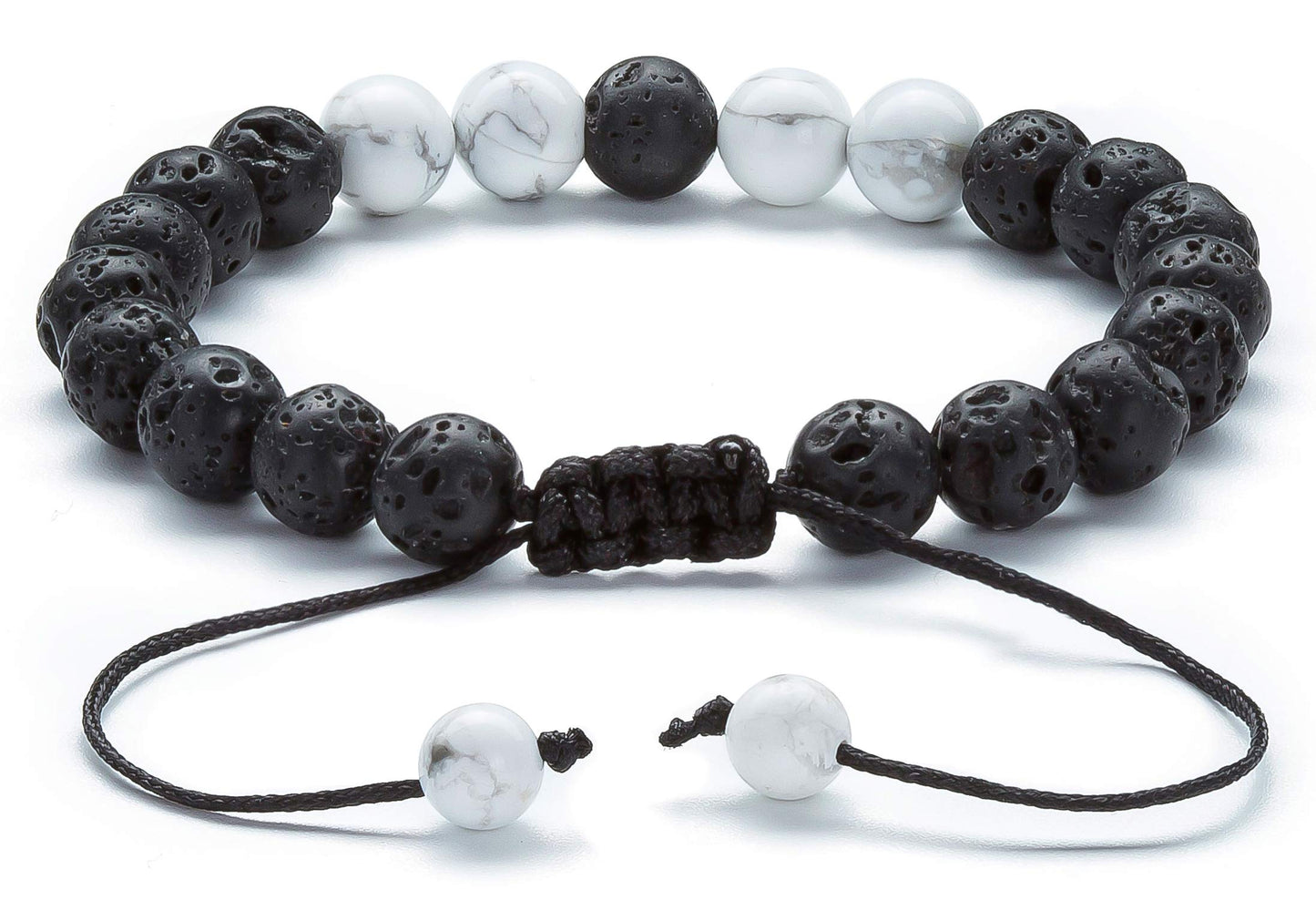 Hamoery Men Women 8mm Lava Rock Aromatherapy Anxiety Essential Oil Diffuser Bracelet Braided Rope Natural Stone Yoga Beads Bracelet Bangle(Set 3)