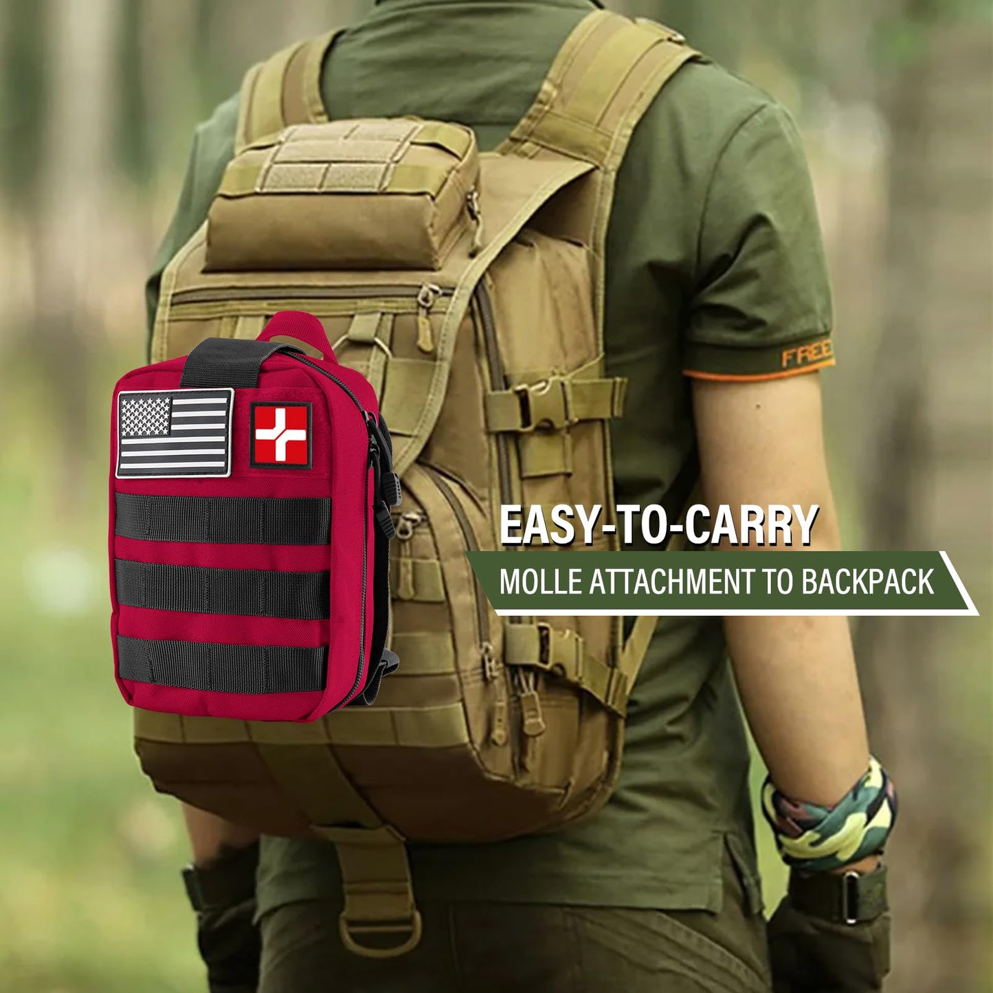 Survival First Aid Kit, Molle Medical Pouch 282PCS Outdoor Emergency Survival Gear and Equipment for Hiking Camping Hunting Car Boat Home Travel and Adventures, for Him Men