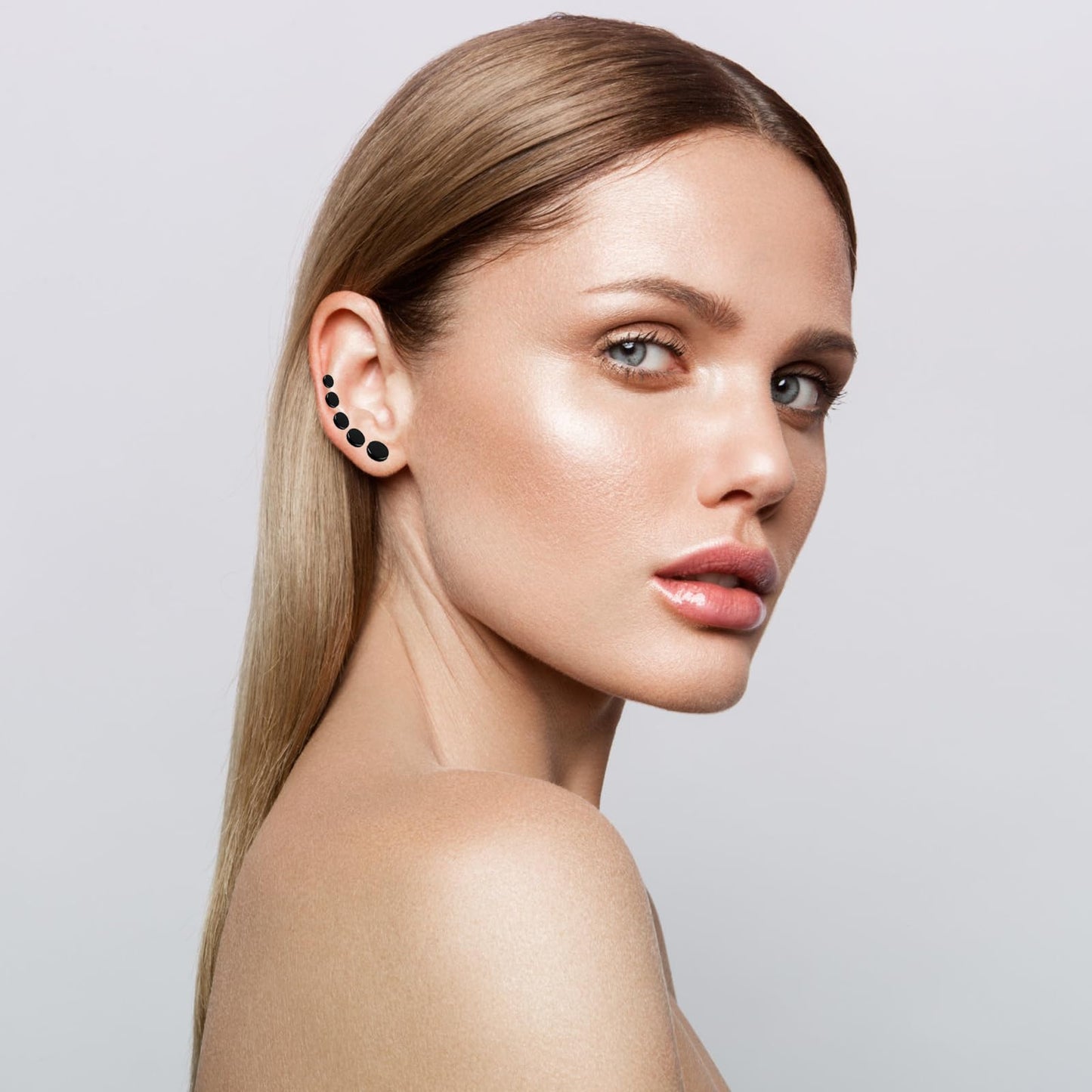 6 Pairs Flat Back Earrings, Black Earrings for Men Women Fake Plugs Faux Gauges Plugs Earring Stainless Steel Stud Earrings (4-10mm)