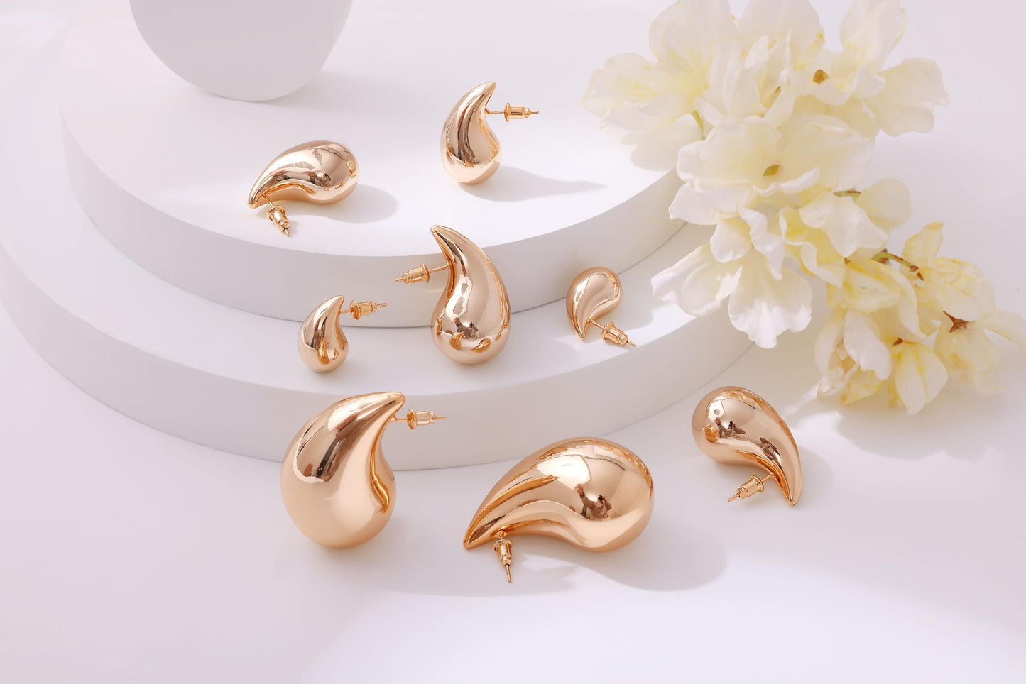Gacimy 14K Rose Gold Plated Teardrop Earrings Dupes for Women, Chunky Drop Earrings for Women with 925 Sterling Silver Post, 1.7Inches Rosegold