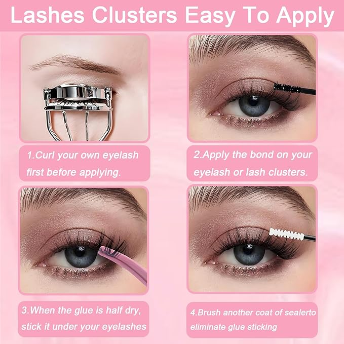 Manga Lash Clusters, 640 Pcs Eyelashes Clusters Extensions 9-16mm Individual Lashes D Curl Fluffy Wispy False Eyelashes Thin Band (30D&40D&50D&60D)
