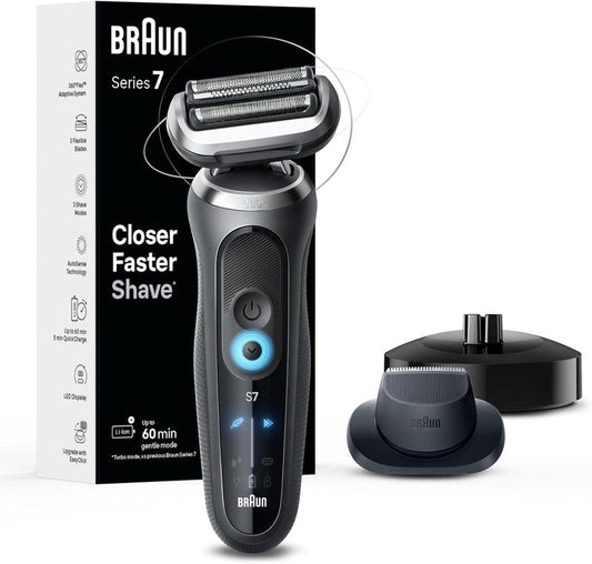 Braun Electric Shaver for Men - Series 7 7127cs | Waterproof Wet & Dry Shaving, Beard Trimmer, Space Grey