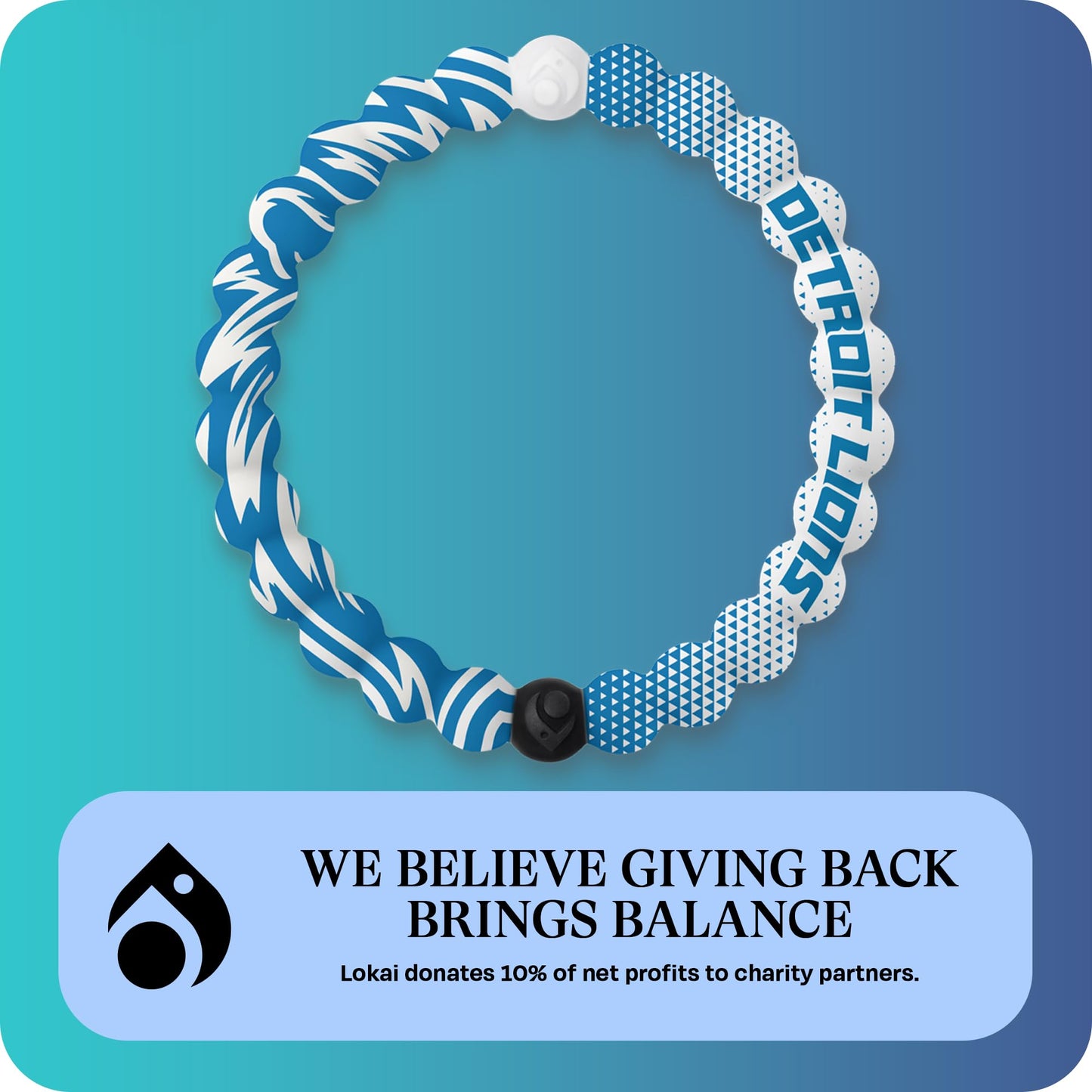 Lokai NFL Football Collection Silicone Beaded Bracelet, Detroit Lions Home Field (Medium) - Beaded Bracelet for Women & Men, Silicone Jewelry Fashion Bracelet Slides-On for Comfortable Fit