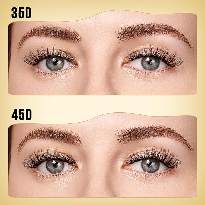 QUEWEL Lash Clusters 320Pcs Cluster Lashes 35D+45D D Curl Lash Cluster Eyelash Extensions Mix9-16mm Individual Eyelashes Clusters Wispy Lash Clusters Thin Band Soft to Use at Home(35D+45D D Mix9-16)