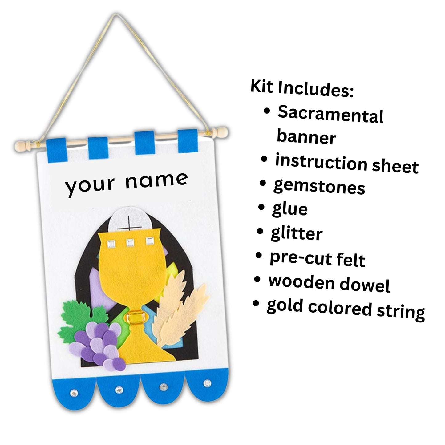 My First Communion Banner Kit, Catholic DIY Craft for Girls and Boys, Includes Supplies and Instructions, 12" X 9"