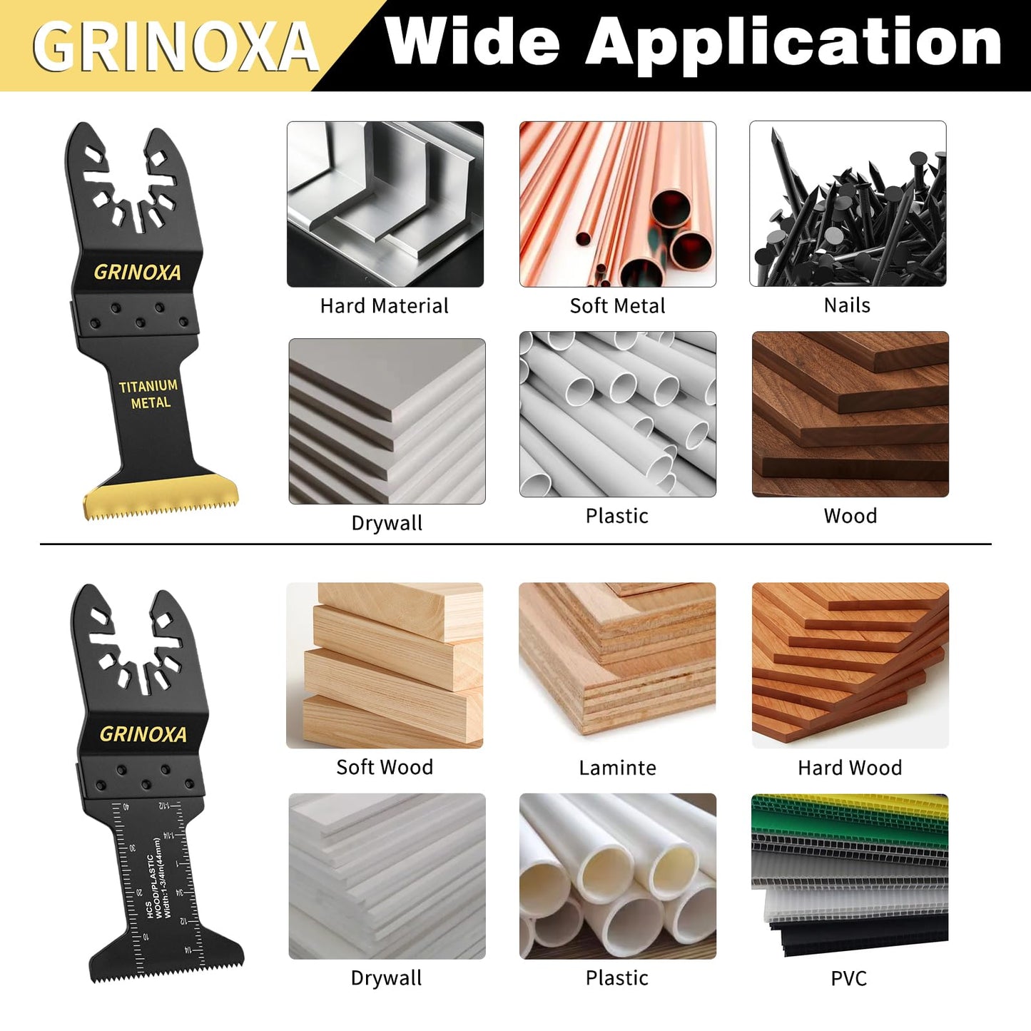 100PCS Multitool Blades Kits, Universal Oscillating Tool Blades for Wood Plastics Metal Cutting, Multitool Quick Release Oscillating Saw Blades Fit for Dewalt Milwaukee Ryobi Fein