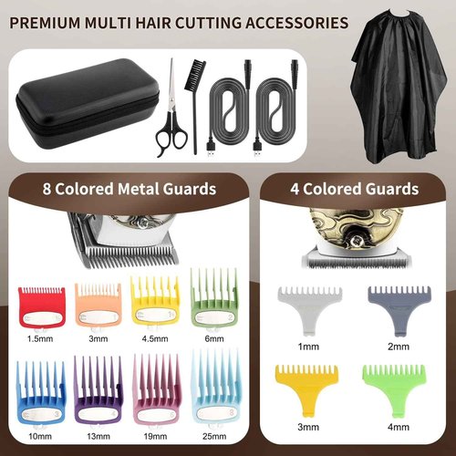 Suttik Professional Hair Clippers for Men Beard Trimmer Set with Case, Cordless Barber Clippers for Hair Cutting Grooming Kit, Rechargeable, LCD Display