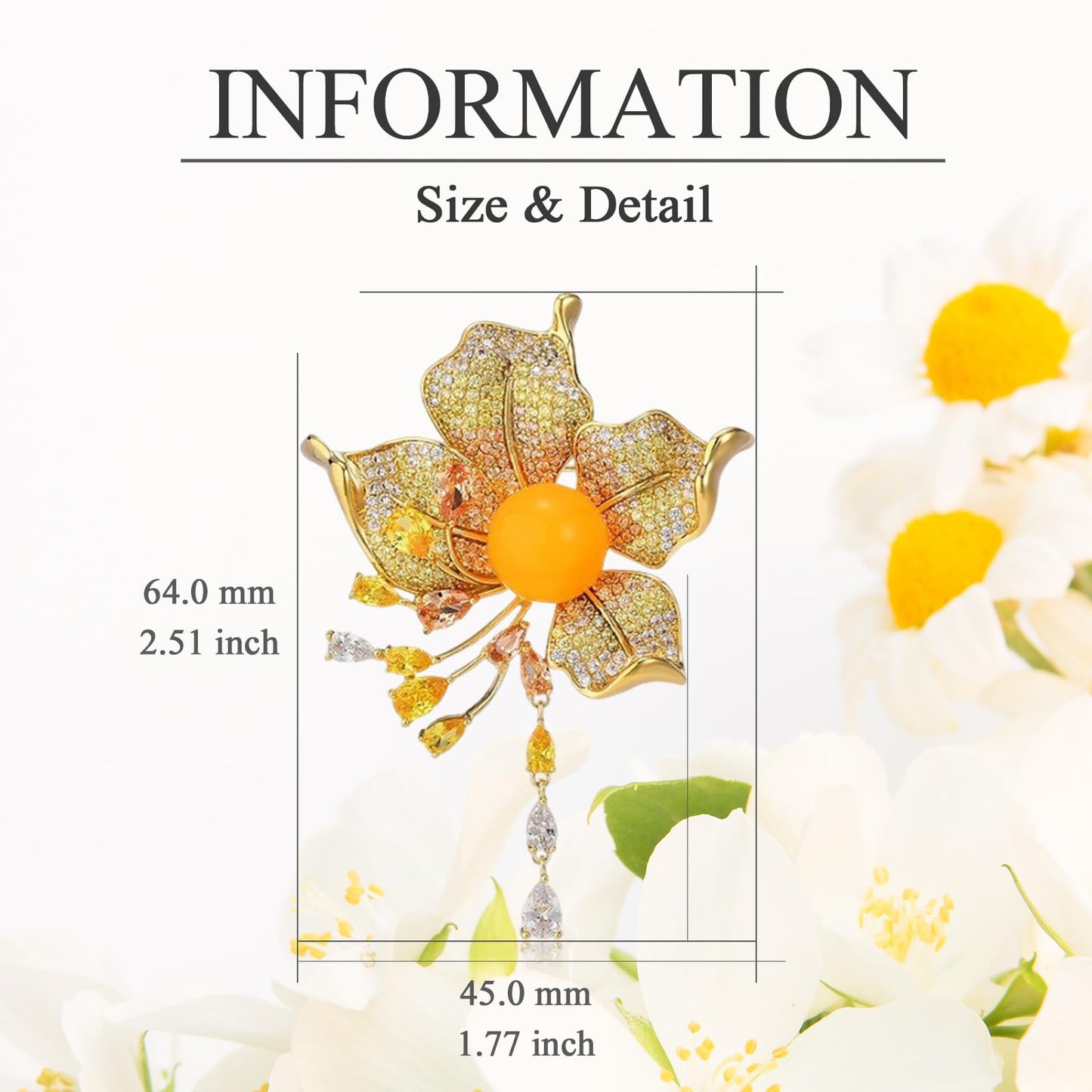 EMEGCY Lily Brooches for Women - Rhinestone & Pearl Lily Flower Lapel Pins - Gold Plated - Gift for Wife, Mom