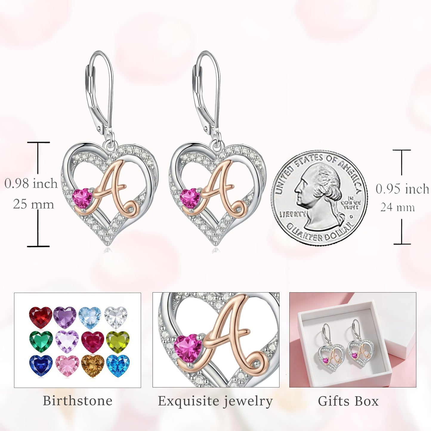ZPMMPZ Initial Birthstone Earrings Intial Letter Dangle Drop Earrings Birthstone Jewelry Gifts for Women A & November