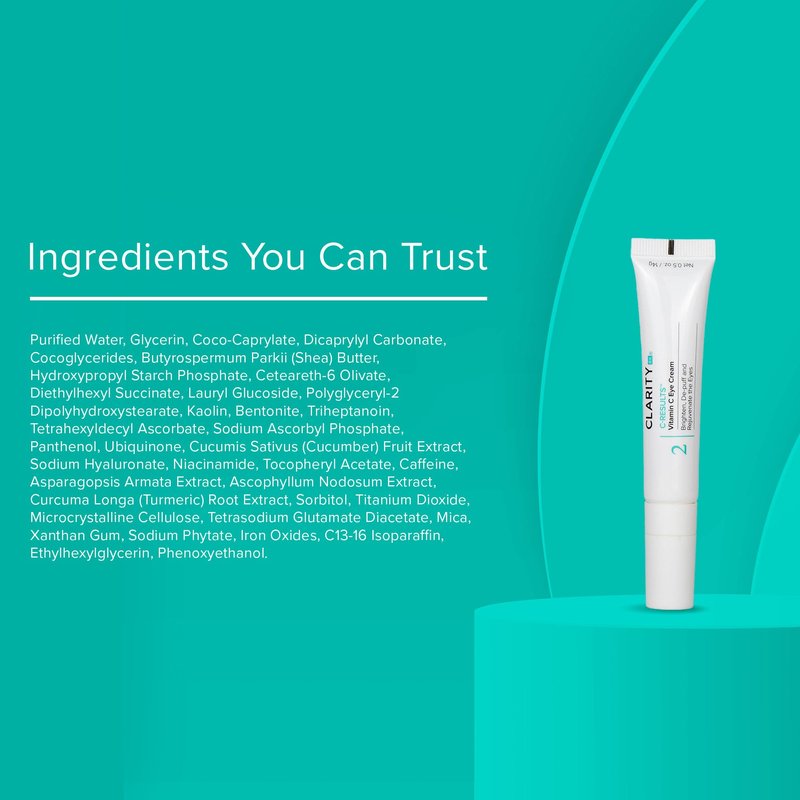 ClarityRx C-Results Natural Plant-Based Vitamin C Eye Cream for Dark Circles, Eye Bags, Puffiness & Wrinkles (0.5 oz)