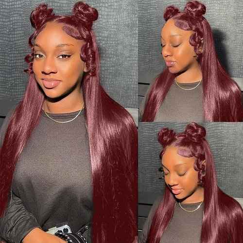 BAIICS 250 Density Ginger wig human hair Straight Lace Front Wigs Human Hair Pre Plucked 13x4 HD Transparent Lace Front Wigs Human Hair for Women Reddish Brown Lace Front Wigs HumanHair 22Inch