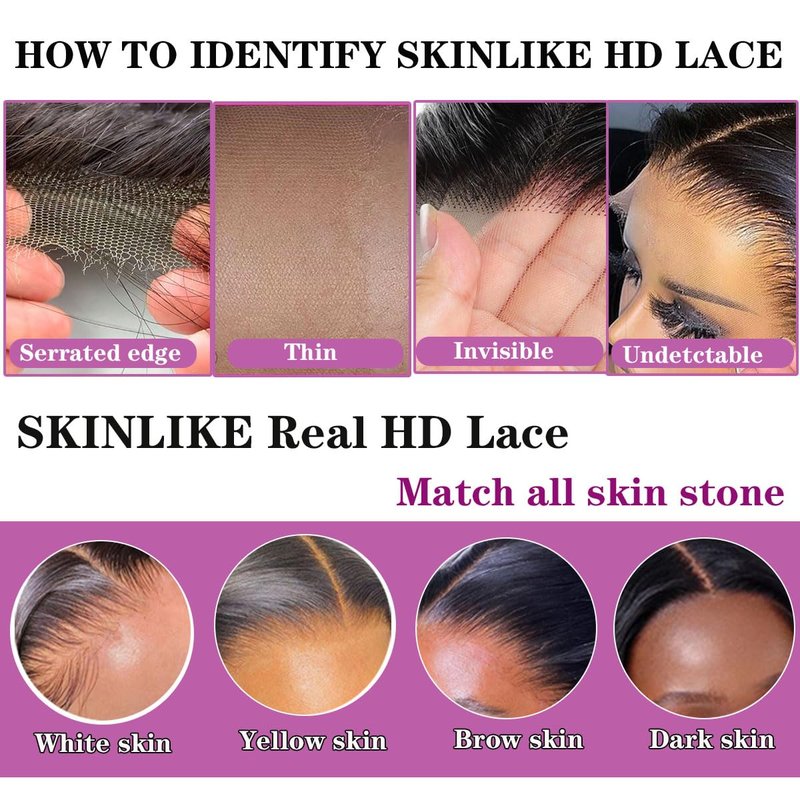 Mnador 2x6 SKINLIKE Real HD Lace Closure Deep Parting Straight Human Hair 0.095mm Ultra-thin hd lace Closure Tiny knots Brazilian Virgin Human Hair Closure pre plucked with Natural Hairline, 14inch