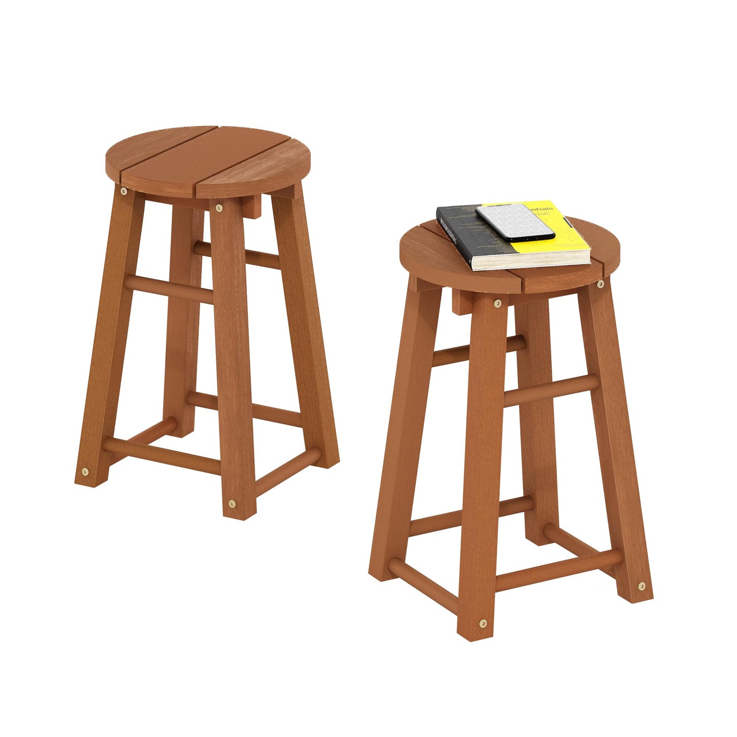 Furinno TIOMAN Outdoor Barstool, Set of 2, 18 Bar Stool in Teak Oil, for Patio, Garden, Porch, Natural