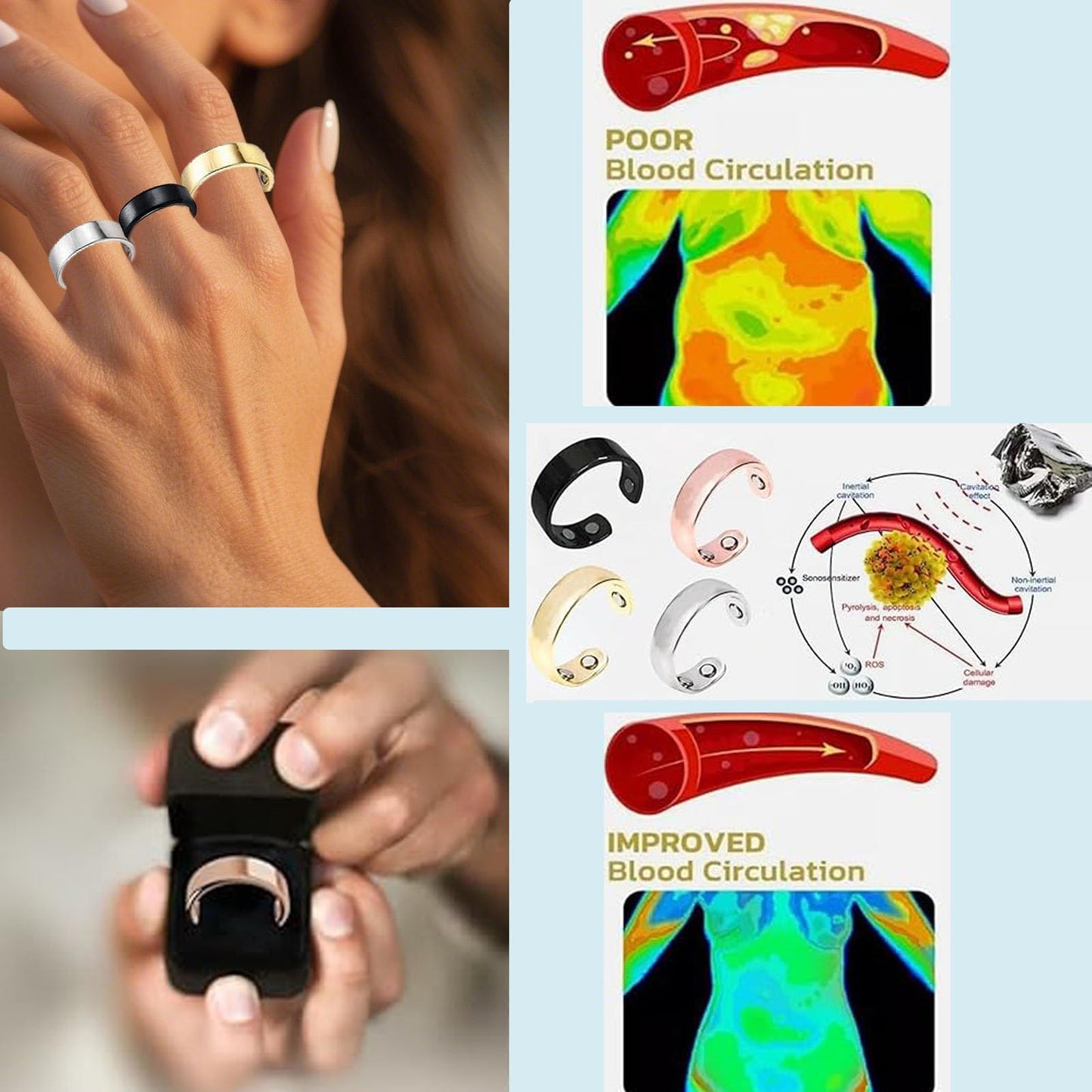 tanguan Auvulis Migraine Ring，Lymphatic Vitality Magneti Rings for Women Men Anti Snoring Ring Migraine Relief Jewelry Stainless Steel Adjustable Calmi Rings (Rose)