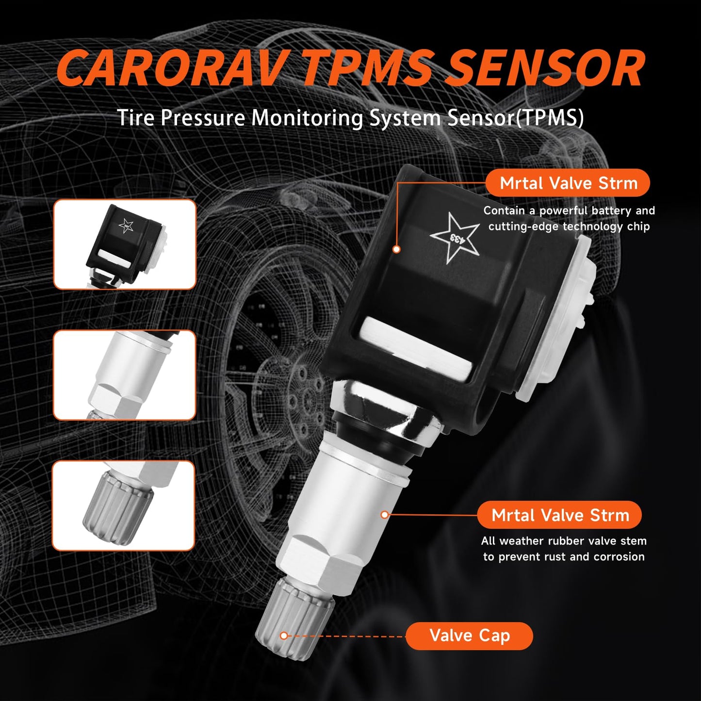 ATURMC Set of 4 TPMS Sensor Tire Pressure Monitoring Sensor 433MHz Compatible with BMW X3 X4 X5 Replaces# 6887140