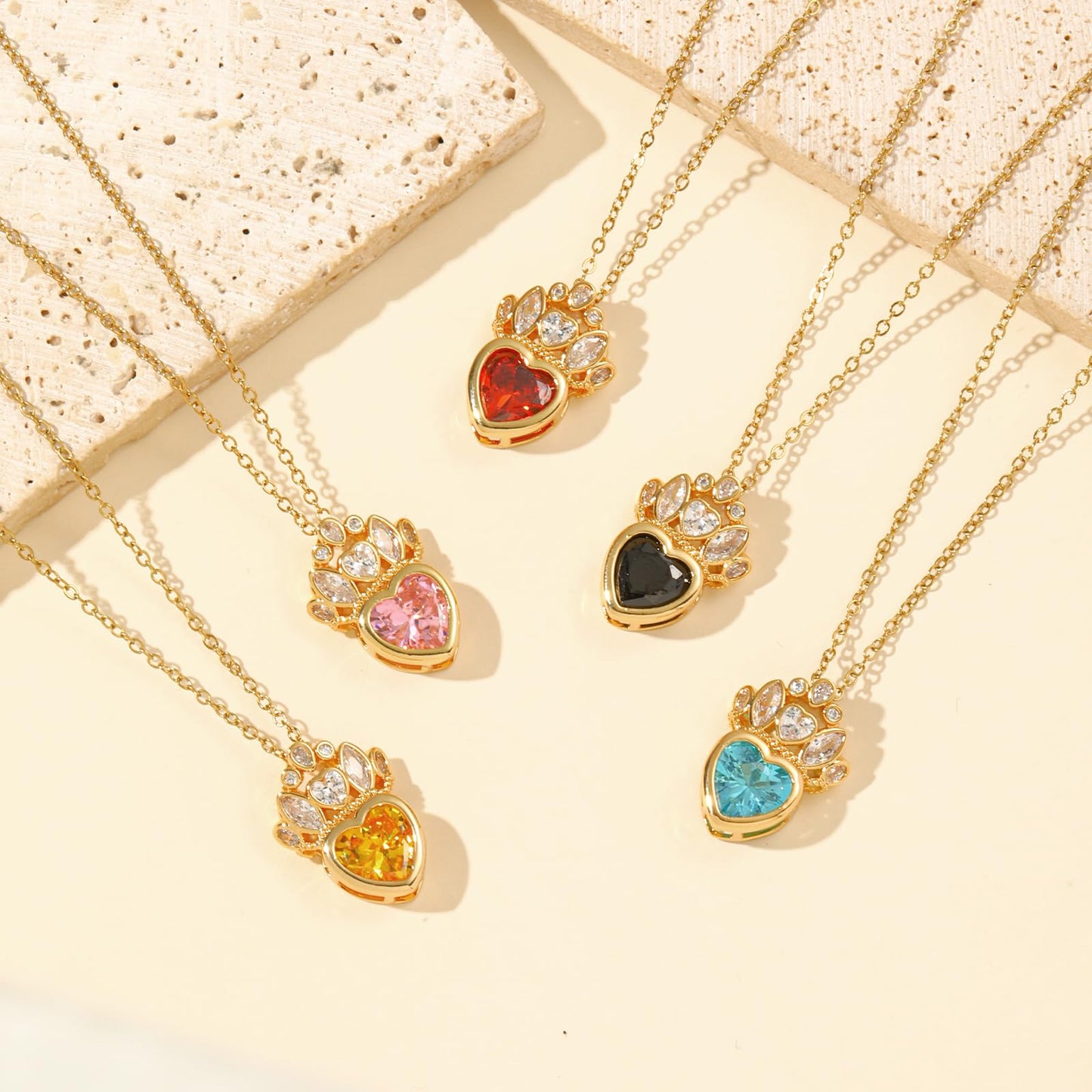 crataly Gold Plated Crown Aquamarine Heart Necklace for Women-March Birthstone Princess Necklace For Valentine's Day Mother's Day Christmas Birthday Gifts