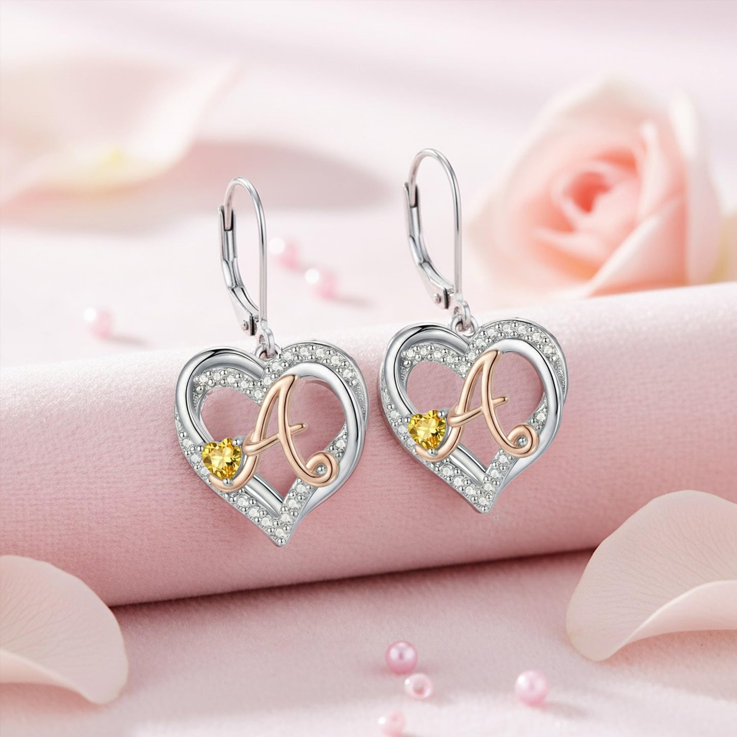 ZPMMPZ Initial Birthstone Earrings Intial Letter Dangle Drop Earrings Birthstone Jewelry Gifts for Women A & December