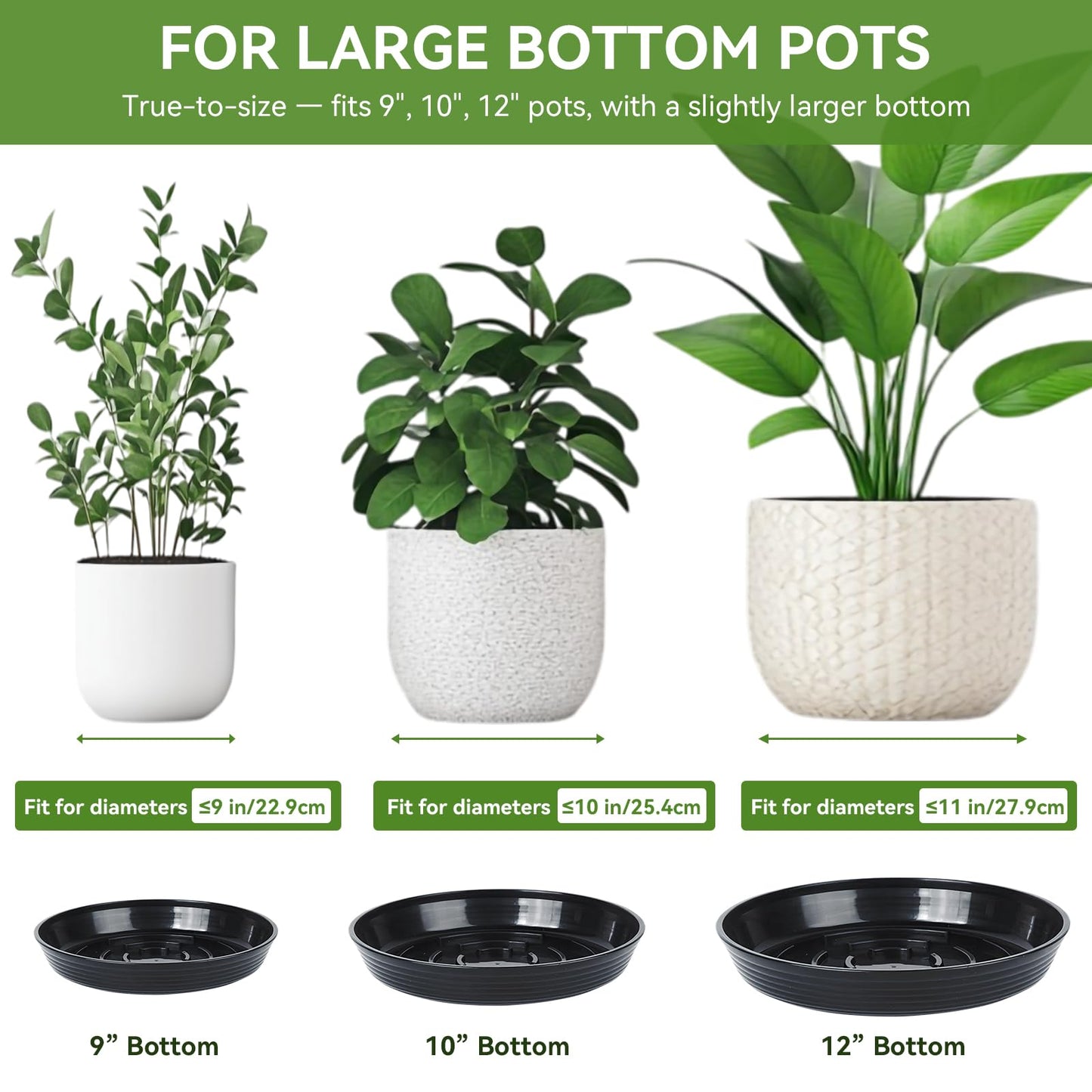AKODENORA 10 Pack Plant Drip Trays, 10inch Heavy Duty Plastic Plant Saucer, Plant Pot Saucers Bulk, 1.5'' Deeper Plant Plates to Catch Water Durable Flower Pot Plant Saucer for Indoors Outdoor Use
