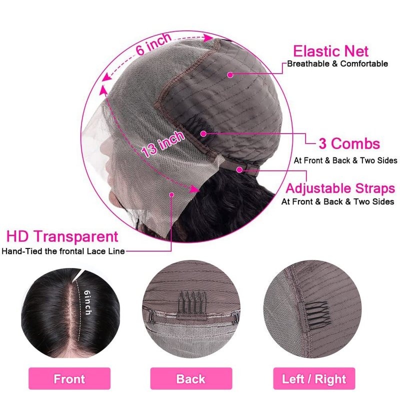 Bob Wig Human Hair 13x6 HD Lace Front Wigs Human Hair 180% Density Straight Lace Front Bob Wigs for Black Women Pre Plucked Pre Cut 100% Brazilian Virgin Real Hair Glueless Wigs Black Color 12 Inch