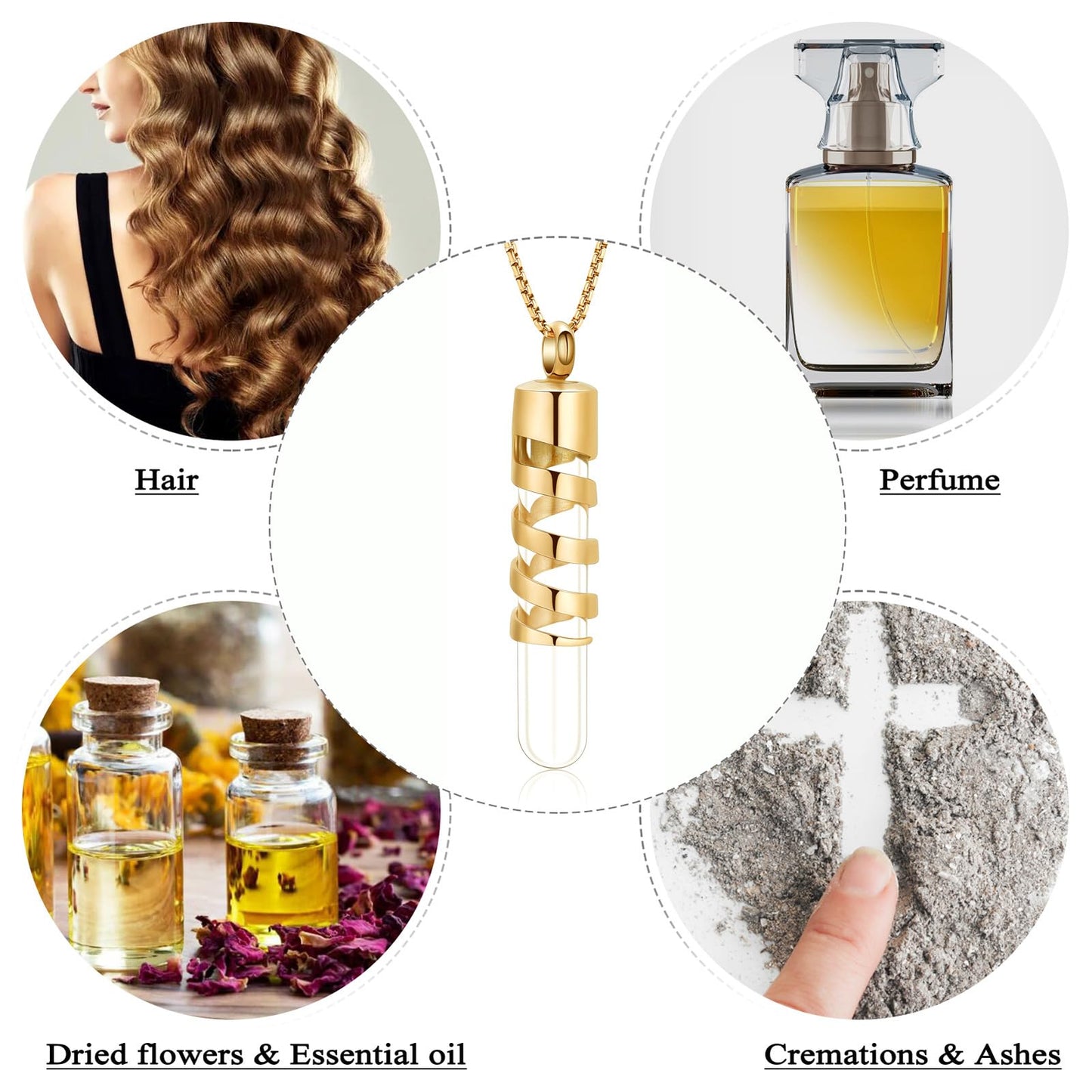 Cremation Jewelry for ashes Glass Tube Cylinder urn Pendant Stainless Steel Urn Necklace Memorial Jewelry Ashes Necklace Cremation Keepsake for Men Women